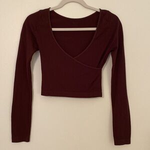 Molly Green Size Small Brown Crossover Long-Sleeve Top